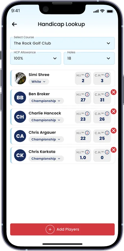 Handicap lookup